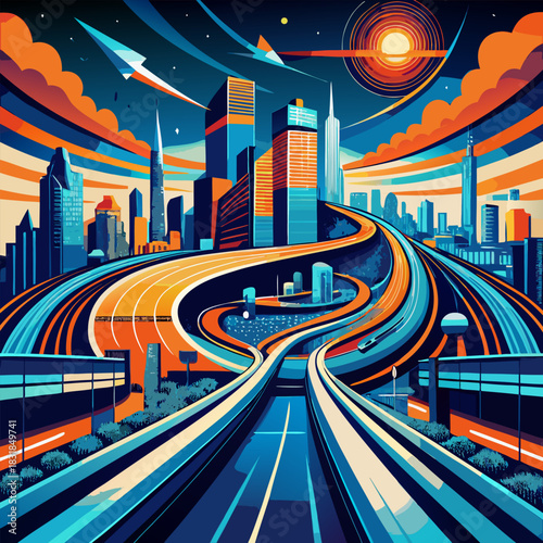 abstract city background vector