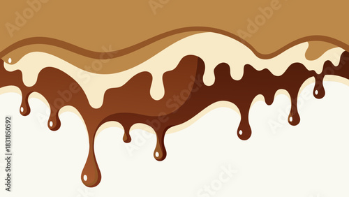 Abstract flowing layers of chocolate and cream with dripping effects