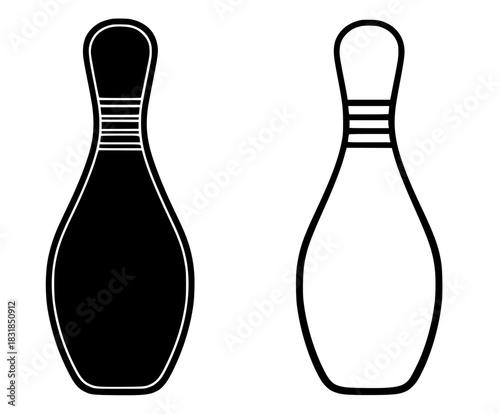 Striking Pins: Monochrome Elegance Bowling | Clean, isolated vector art for creative projects.