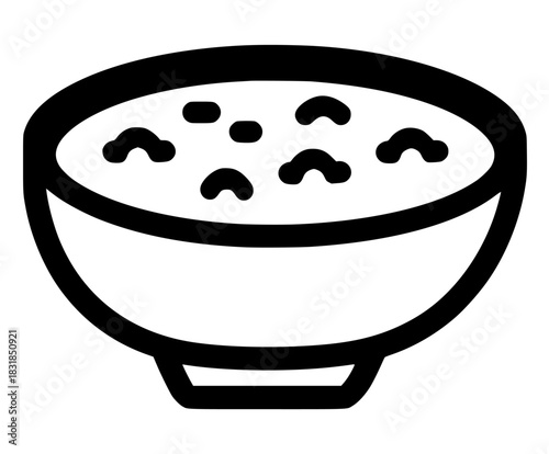 Symphony Simple Elegance: Black White Oatmeal Bowl | Clean, isolated vector art for creative projects.