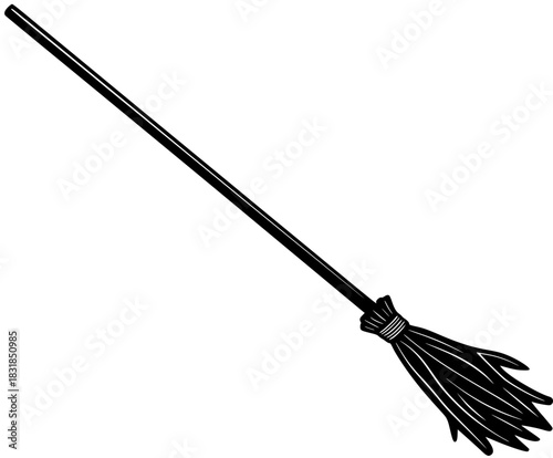 Enchanted Broomstick: Timeless Symbol Magic Power | Clean, isolated vector art for creative projects.