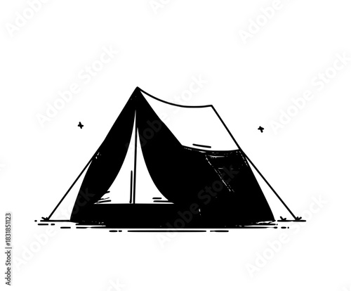 Under Starlit Sky: Colorful Camping Adventure | Clean, isolated vector art for creative projects.