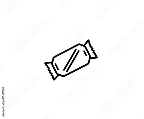 Classic Candy Wrapper Icon Black White | Clean, isolated vector art for creative projects.