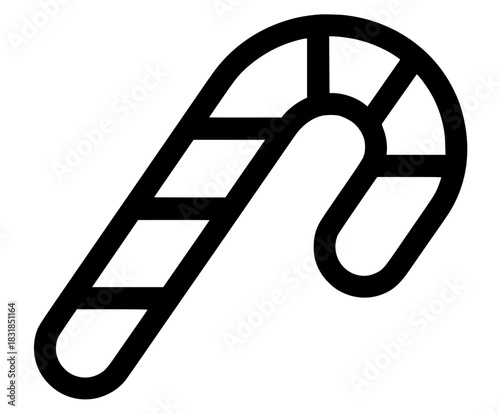 Candy Cane Striped Flat Vector Icon Black White | Clean, isolated vector art for creative projects.