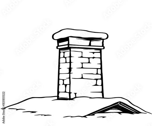 Brick Chimney Winter's Grip | Clean, isolated vector art for creative projects.