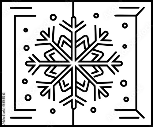 Snowflake elegance: festive Christmas design black white | Clean, isolated vector art for creative projects.