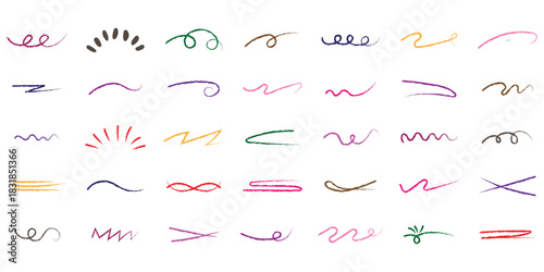 Set of hand drawn doodle lines underlines and squiggle lines, scribbles elements. Decorative doodles sketch scribble hand drawn handmade pencil pen marker set vector graphic design illustration. 