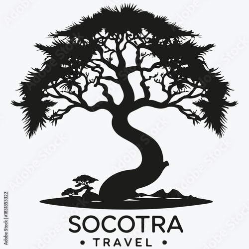 dragon tree silhouette sketch illustration vector