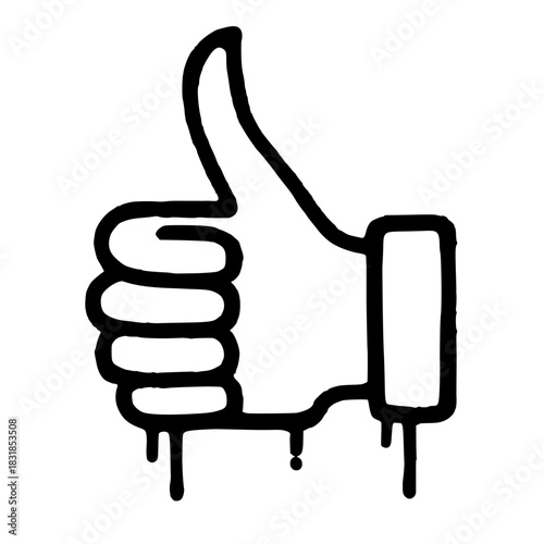 Thumbs up dripping illustration for positive reviews, approval, and social media engagement, originally a scalable vector graphic