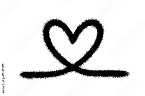 Unique black heart with line design perfect for Valentine's Day or expressing love and affection, artistic expression