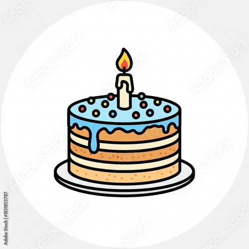 Birthday cake icon with candles
