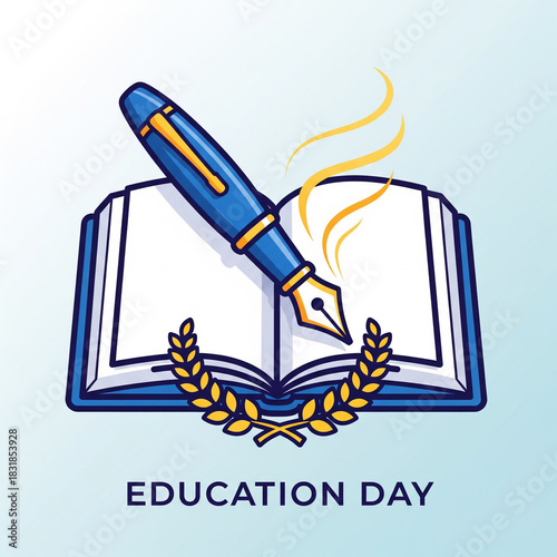Education Day pen and book icon