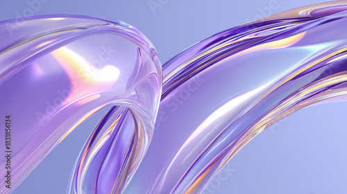 Abstract liquid glass waves in soft purple and blue tones modern background