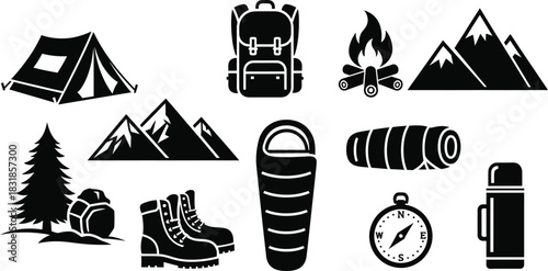 set of camping icons