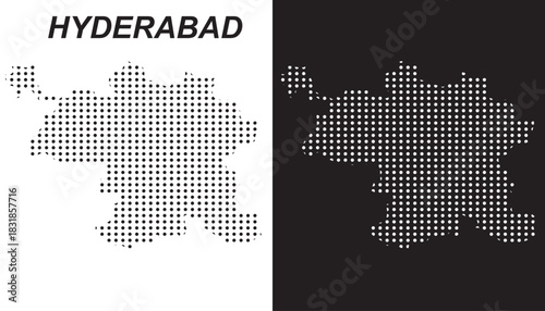 Hyderabad Dot Map Vector, India Territory Digital Geometric Silhouette, Infographic Template, Point Scale Technology Concept EPS