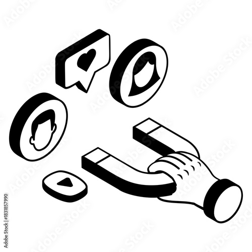 Lead Generation thru digital engagement concept,Attracting Right Audience with Authentic Engagement vector design, Business corporation  sign,  convert clients  symbol,Sales Marketing motion graphic