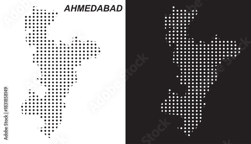 Ahmedabad Dot Map Vector, India Territory Digital Geometric Silhouette, Infographic Template, Point Scale Technology Concept EPS