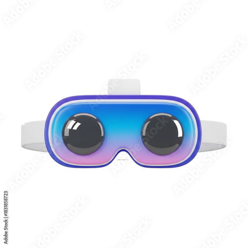 A vibrant 3D rendering of a virtual reality headset, showcasing a modern design.