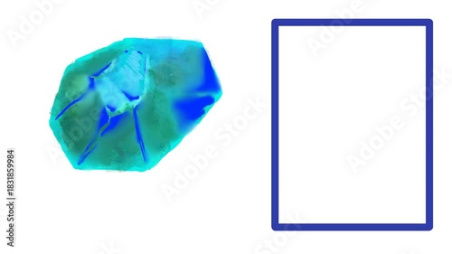 A piece of glass or transparent mineral twitches and changes color. There's a frame nearby.