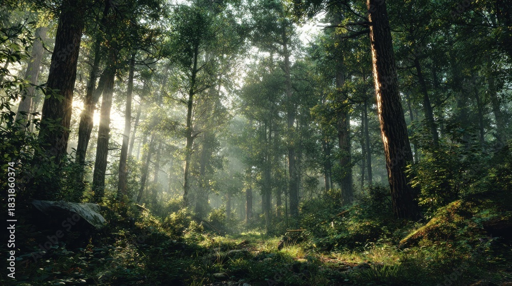 Fototapeta premium Forest sunlight path