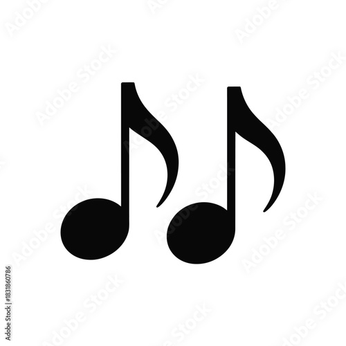 Two black eighth notes are isolated on a white background.