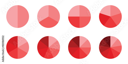 Set of colorful pie charts. Colorful pie charts with varying segments. Circle section graph. Pie chart set. Pie charts diagrams. Different color circles. donut and pie chart infographic elements set