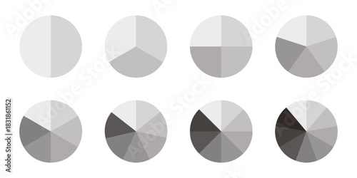 Pie charts diagrams. Different color circles. donut and pie chart infographic elements set. Colorful diagram collection with. Circle icons for infographic on Transparent Background. EPS 10.
