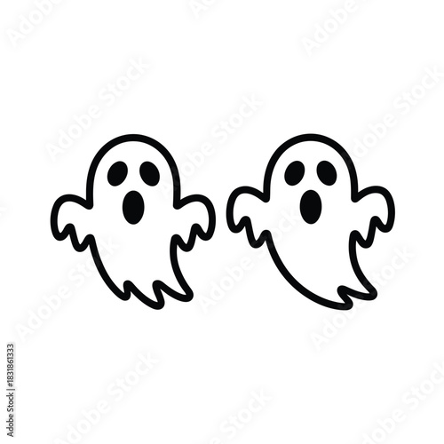 Two cartoon ghosts appearing together on a white background.