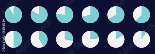 Pie chart set. Colorful diagram collection. Circle pie chart diagram. Pizza or flower round cycle set. eps 10