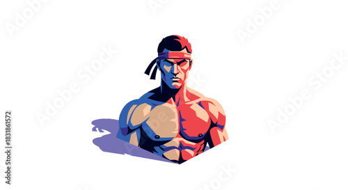 Dynamic portrait of a determined martial artist in vibrant tonal contrast