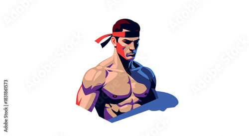 Dynamic portrait of a strong warrior in colorful abstract style