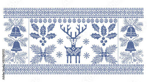 Charming reindeer holiday pattern for festive textiles and seasonal designs, cozy winter aesthetic, vector style