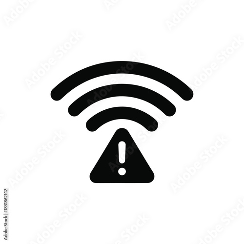 A Wi-Fi symbol with an exclamation mark inside a triangle, indicating a connection error.