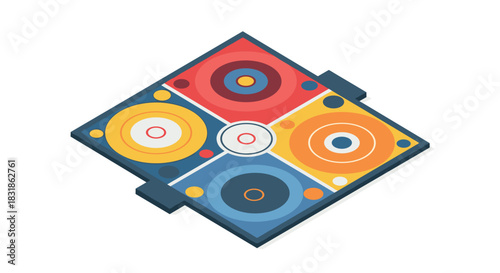 Geometric colorful abstract shape with circles in flat design