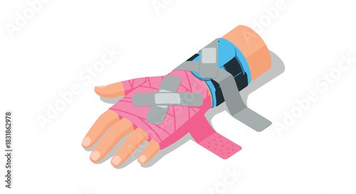 Colorful wrist support with adjustable straps in flat design