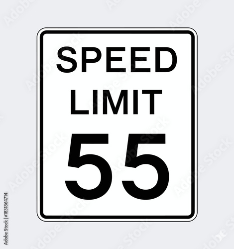 Speed Limit 55 Road Sign