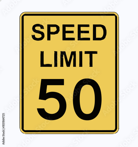 Speed Limit 50 Road Sign