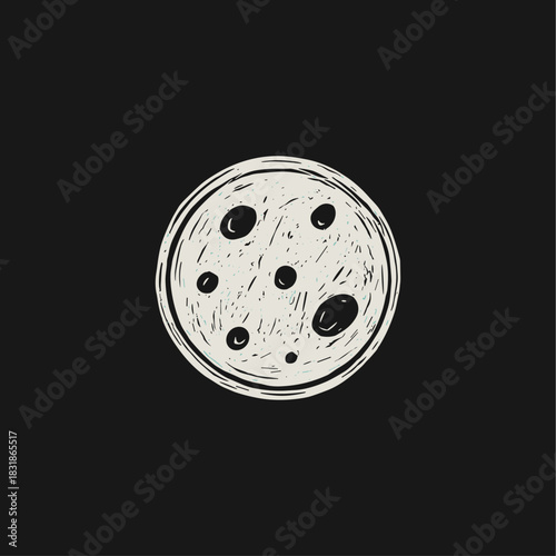 Hand drawn sketch of moon icon logo flat vector design