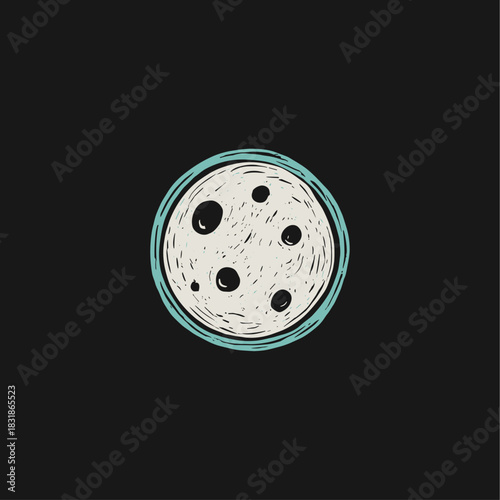 Hand drawn sketch of moon icon logo flat vector design
