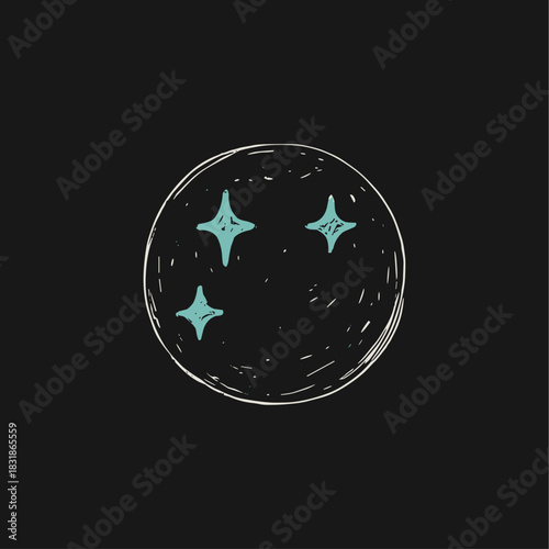 Hand drawn sketch of moon icon logo flat vector design