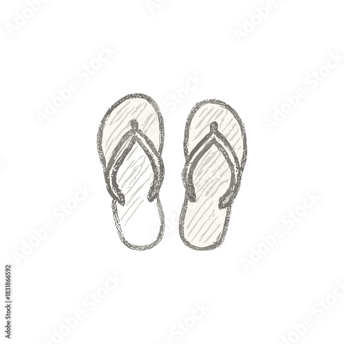 Hand-Drawn doodle art of a flip flop icon logo flat vector design