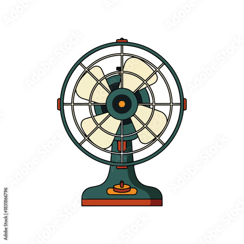 Vintage Electric Fan Illustration Retro Appliance Design