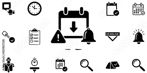 Calendar Delay Down Arrow Icon Vector Silhouette