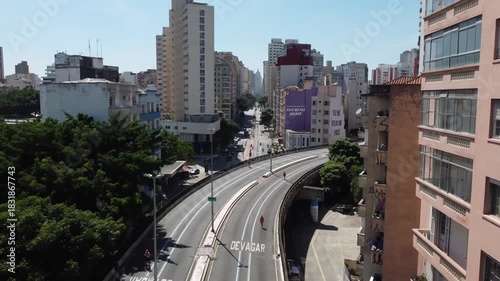 Minhocão Park in the center of the São Paulo metropolis in Latin America as a leisure street.