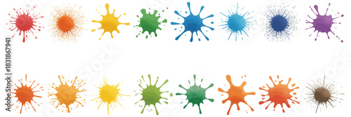 Colorful Pastel Watercolor Splashes and Hand Drawn Paint Blot Elements in Soft Artistic Style for Creative Vector Illustration Designs