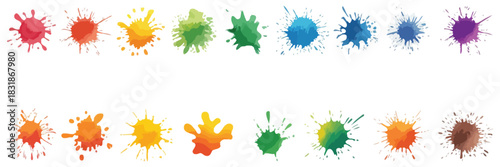 Colorful Pastel Watercolor Splashes and Hand Drawn Paint Blot Elements in Soft Artistic Style for Creative Vector Illustration Designs