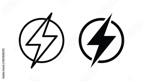 Lightning bolt icons vector. Thunder symbol. Thunder bolt vectors icons set