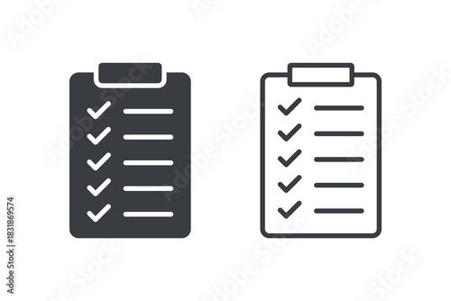 Clipboard icon. Clipboard checklist icon. Checklist icon with check marks on clipboard