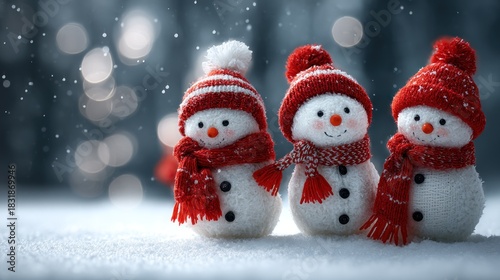 Snowmen winter scene