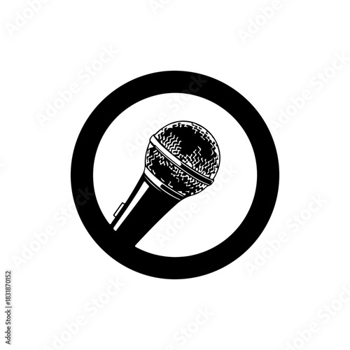 No microphone icon for silencing audio recording or speech concept design